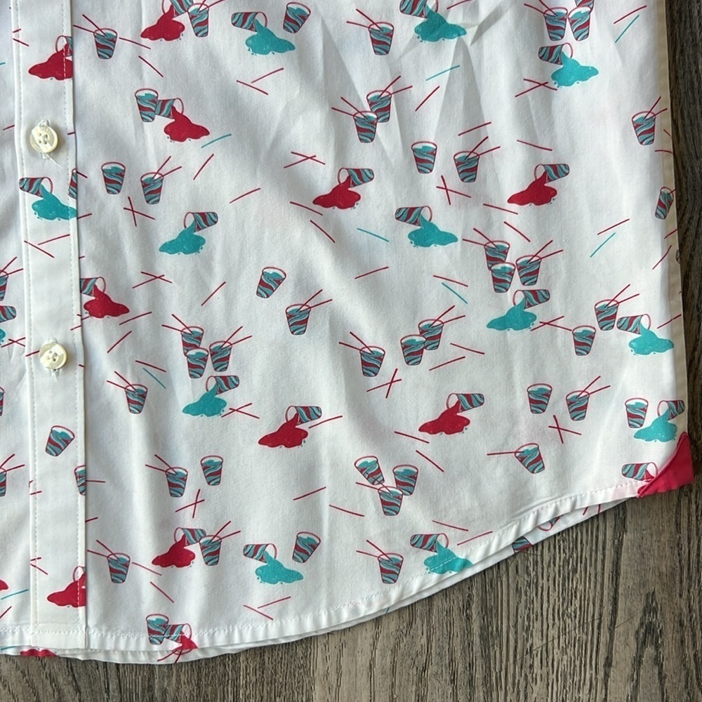 Original Penguin Shirt White Cotton Slurpee Short Sleeve Button Up Size Medium - Picture 5 of 13